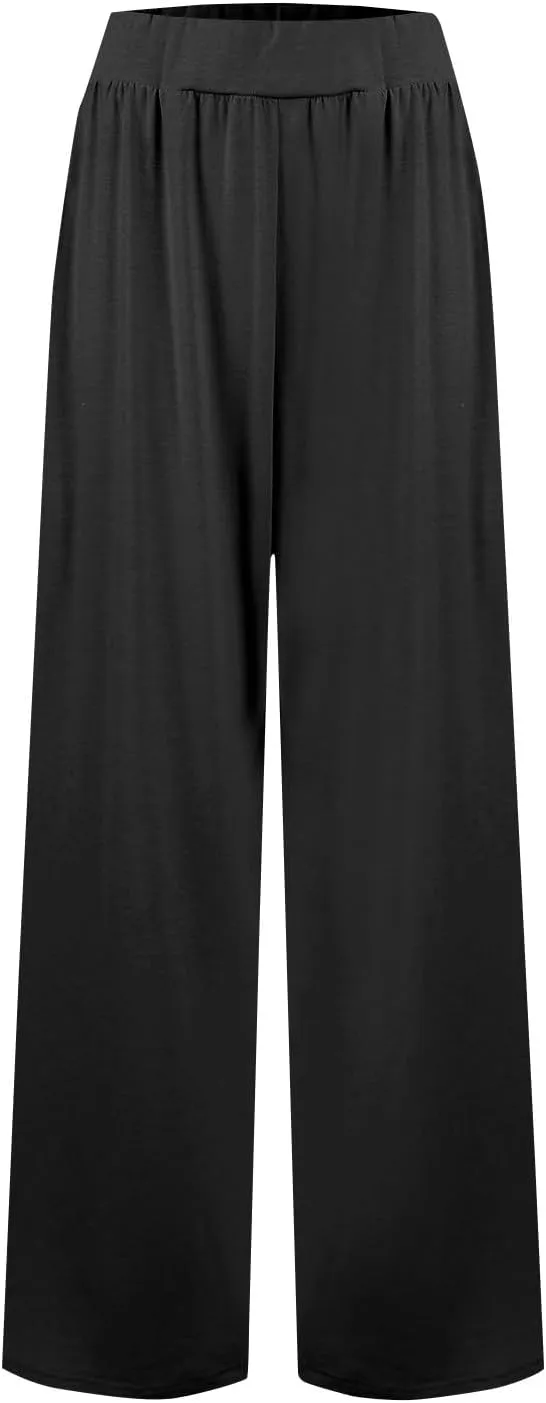 Wide Leg Pants Woman High Waisted Straight Dressy Trousers Business Casual Pants for Women Solid Color Relaxed Pants