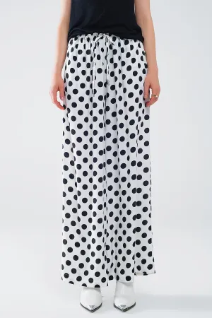 Wide leg polka dot pants with elastic waist and pockets