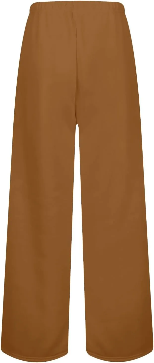 Wide Leg Sweatpants Women Baggy Drawstring High Waisted Fleece Sweat Pants Casual Loose Comfy Joggers with Pockets