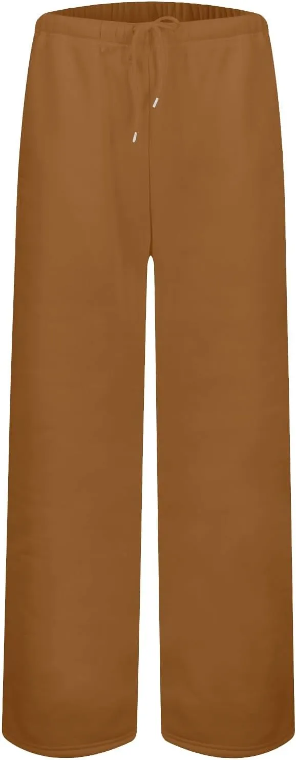 Wide Leg Sweatpants Women Baggy Drawstring High Waisted Fleece Sweat Pants Casual Loose Comfy Joggers with Pockets