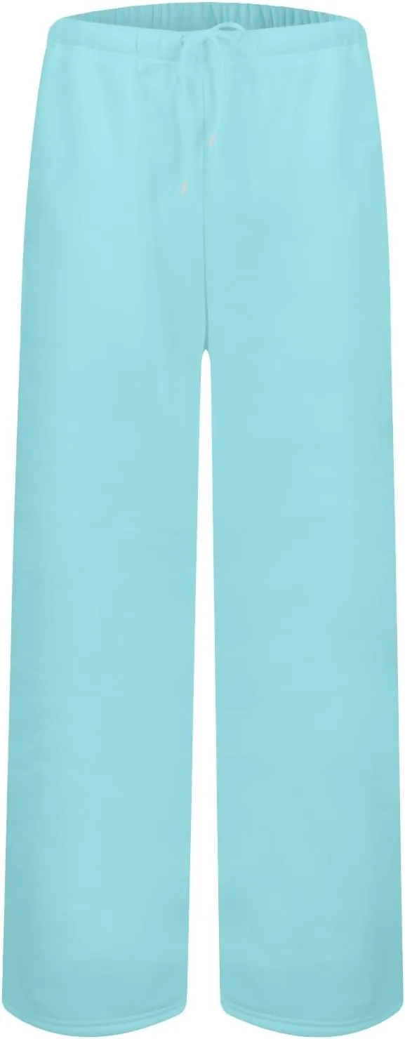 Wide Leg Sweatpants Women Baggy Drawstring High Waisted Fleece Sweat Pants Casual Loose Comfy Joggers with Pockets