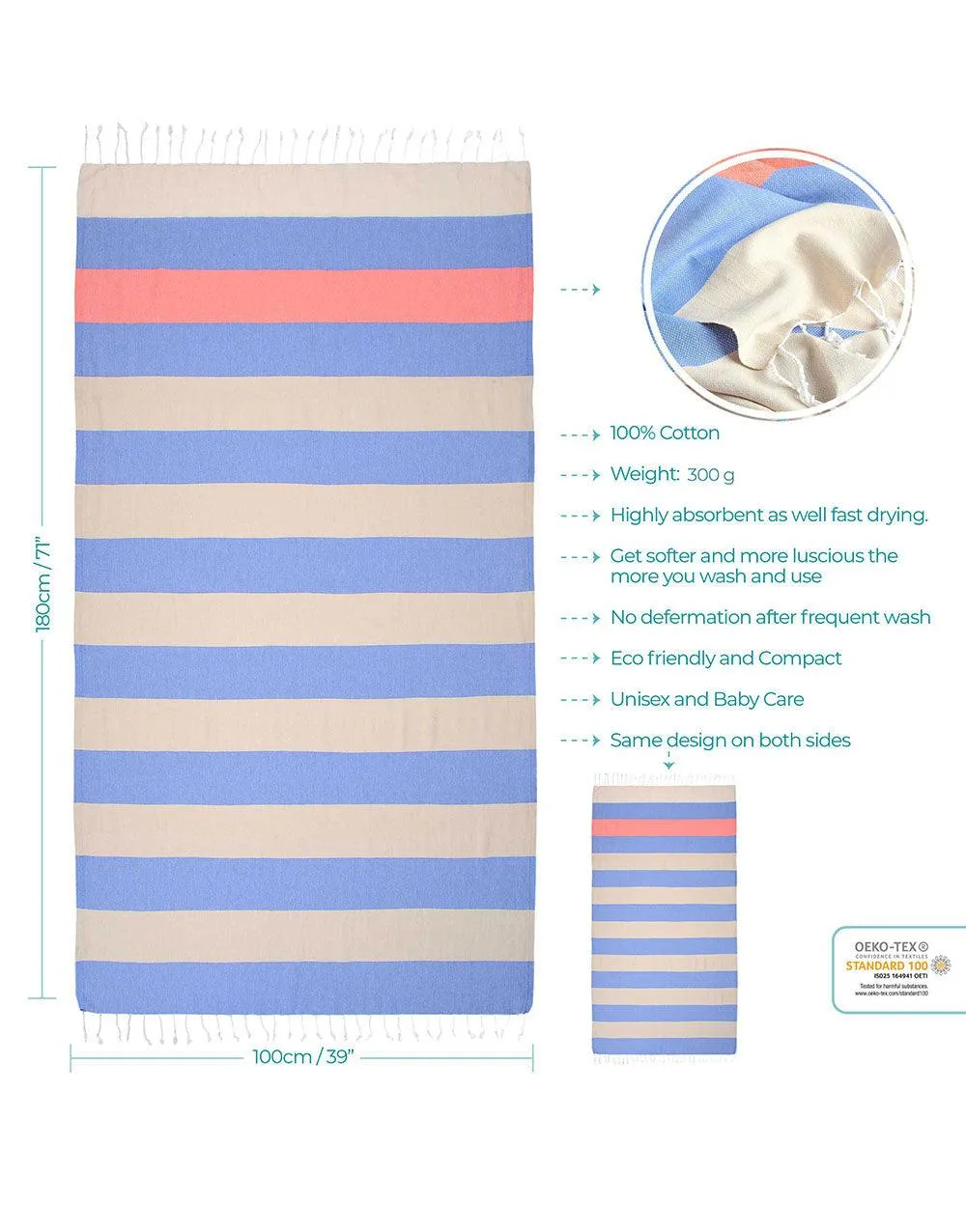 Wide Stripe Turkish Beach Towel