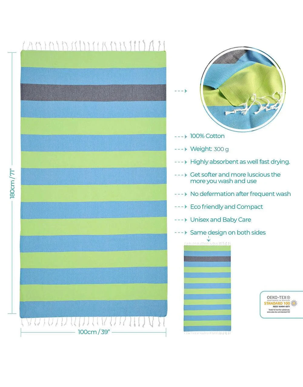 Wide Stripe Turkish Beach Towel