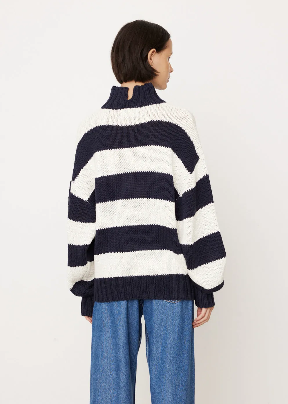 Wide Stripe Turtleneck Knit