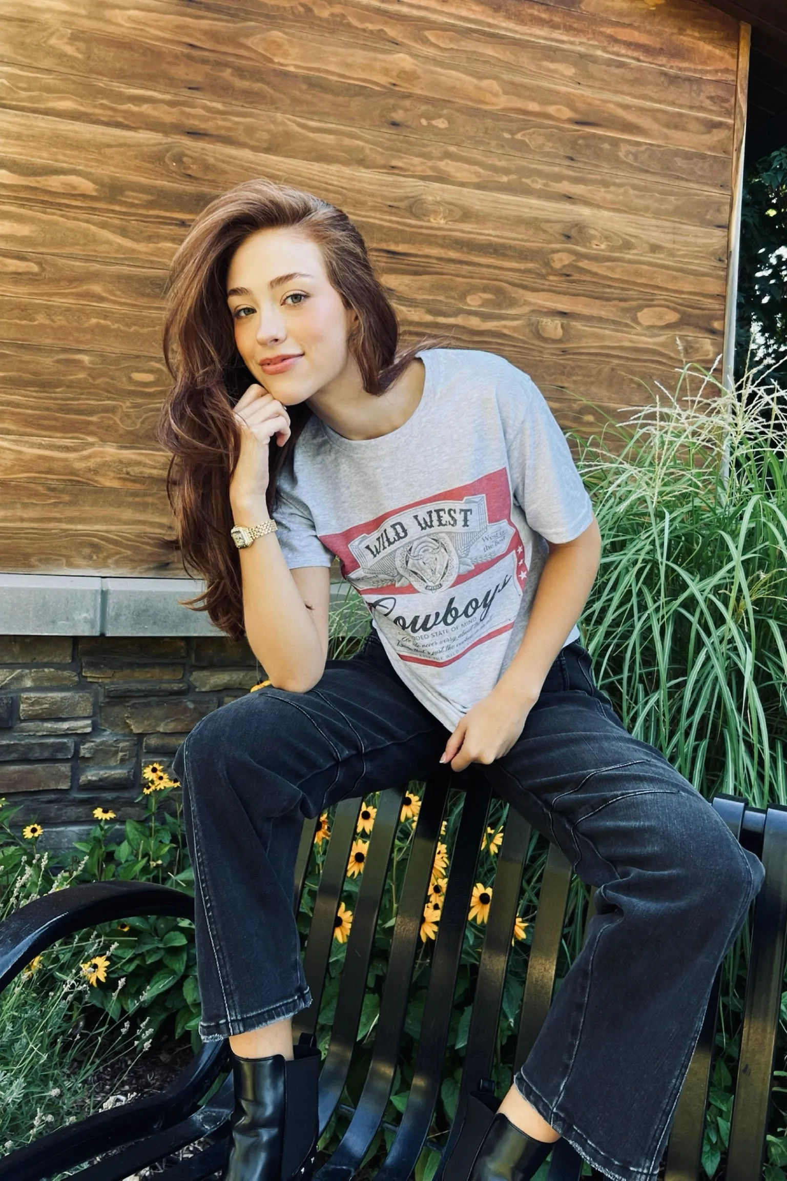 FadeResistantTechnology Comfortable Style Wild West Cowboy Graphic Tee