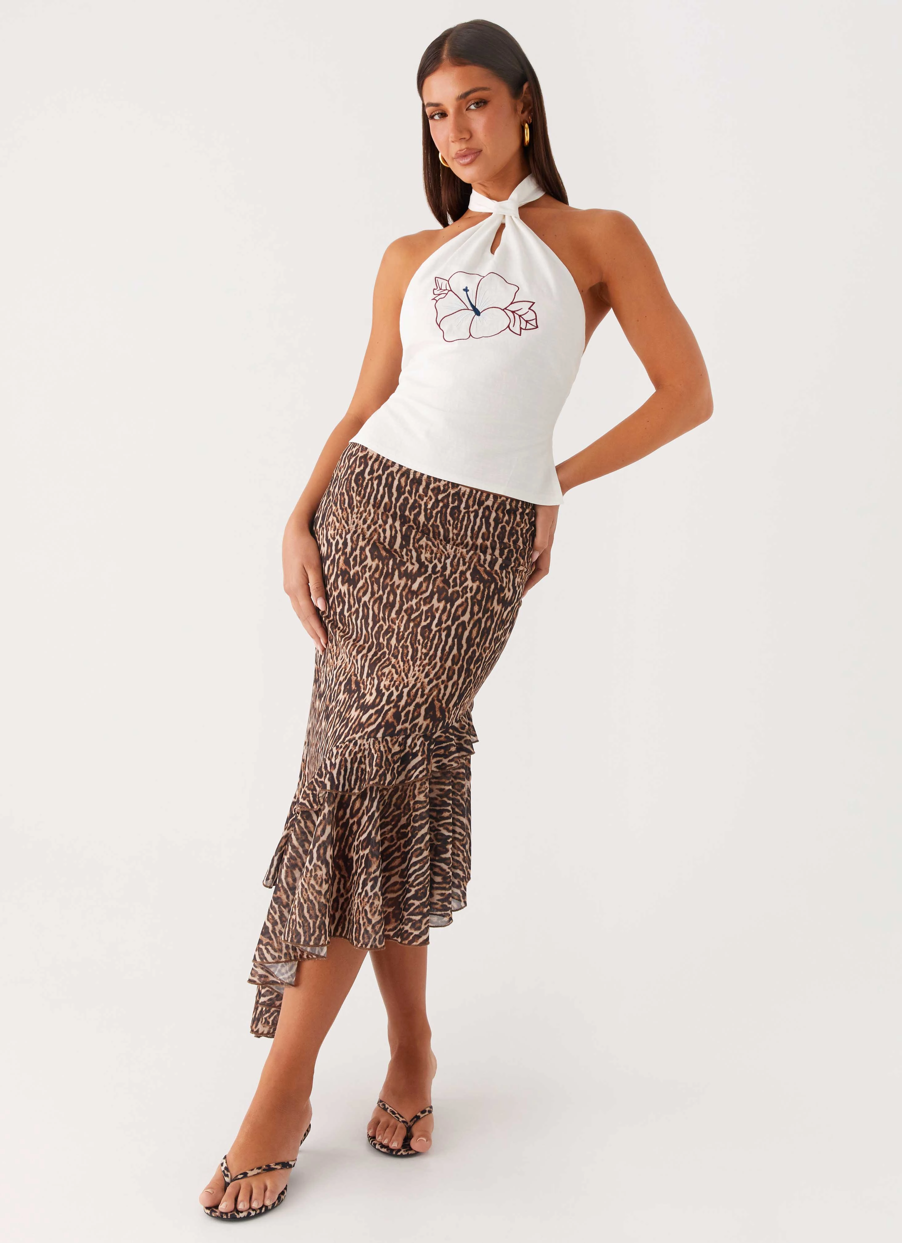 Wild Tide Midi Skirt - Cheetah Soft Palette