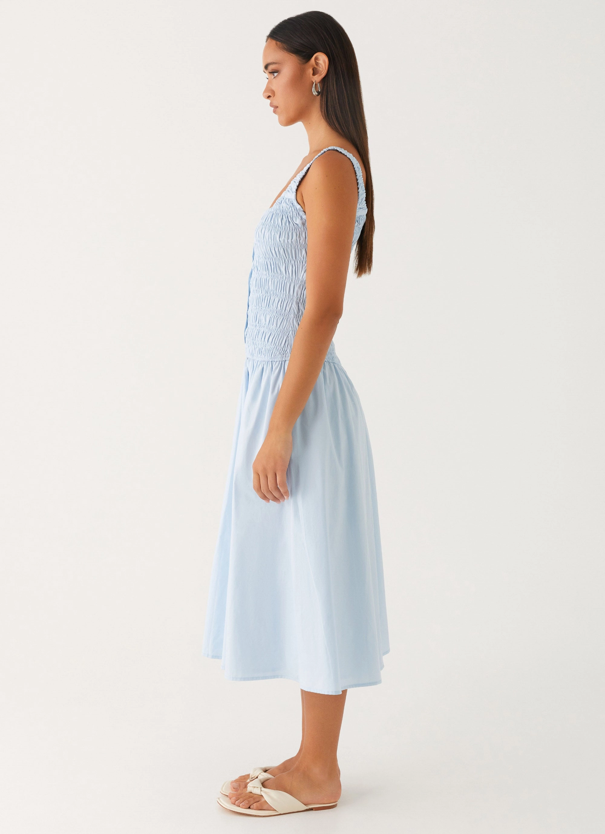 Wildflower Midi Dress - Blue Fitted Base
