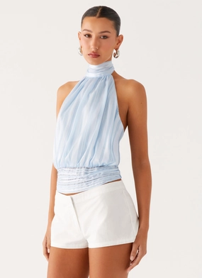 Willow Chiffon Top - Blue Minimalist Silhouette Cut Outdoor Apparel