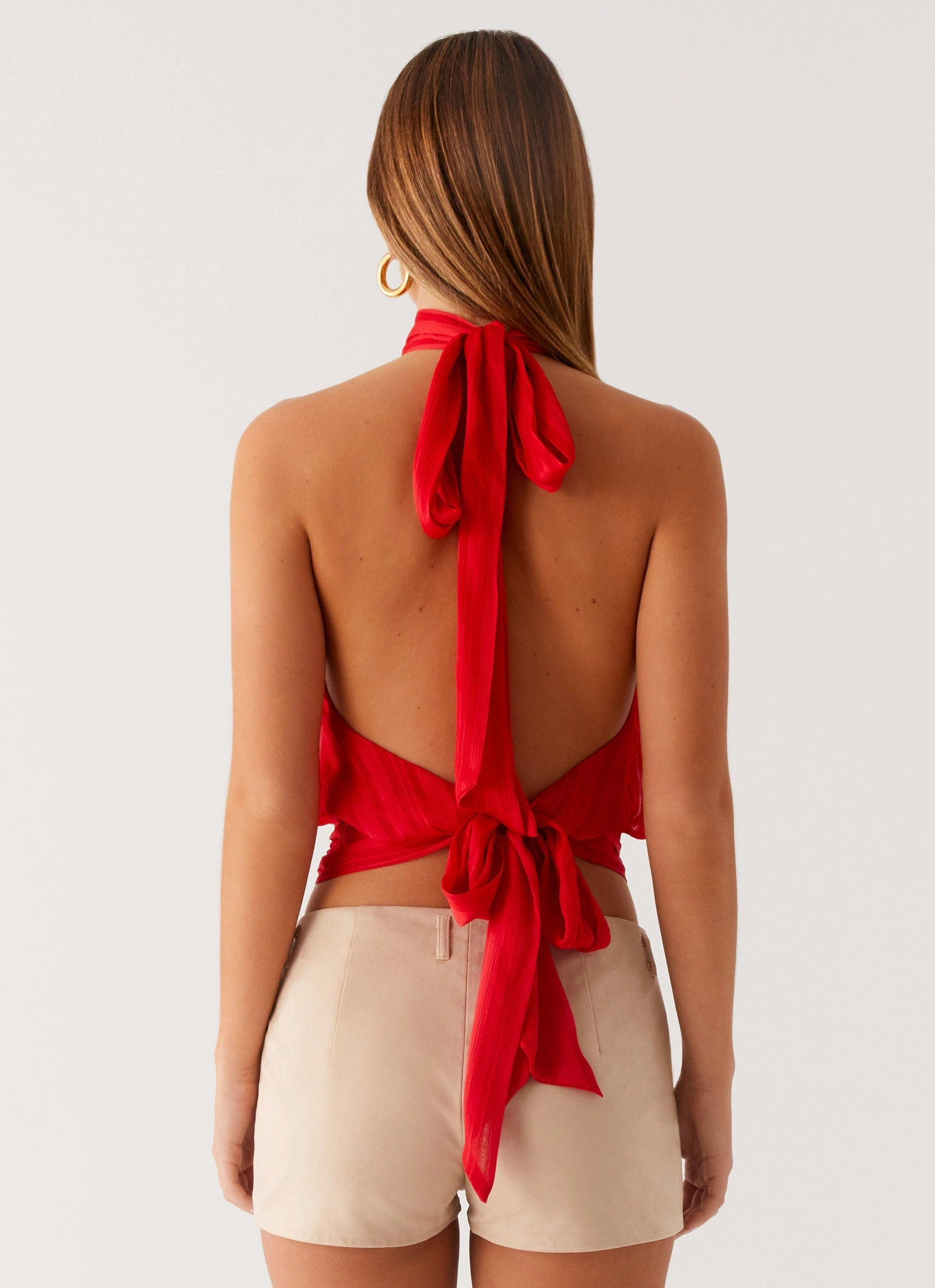 Willow Chiffon Top - Red Modern Silhouette Comfort Cushion Neckline
