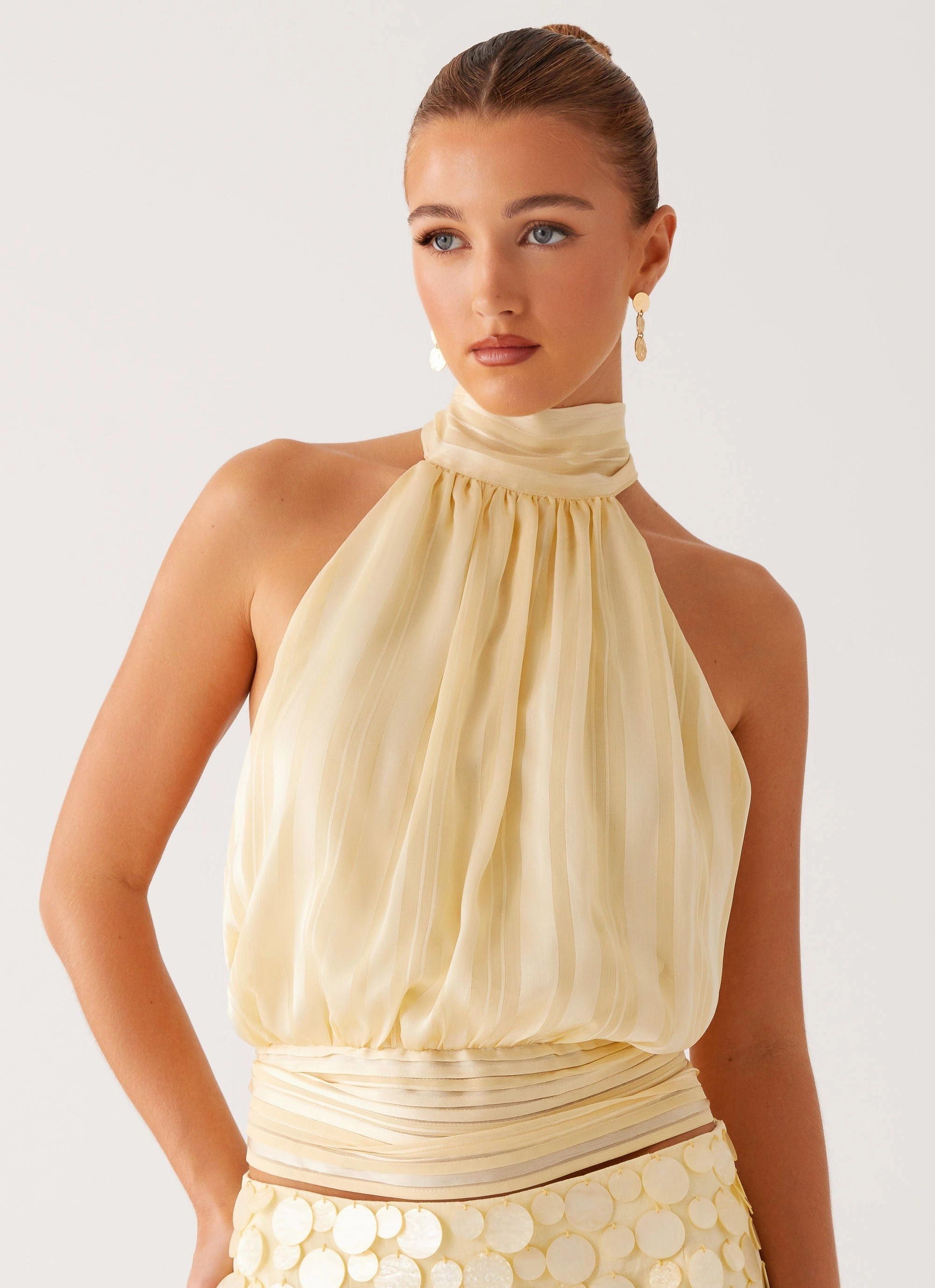ErgonomicFit Willow Chiffon Top - Yellow City Smart Appeal