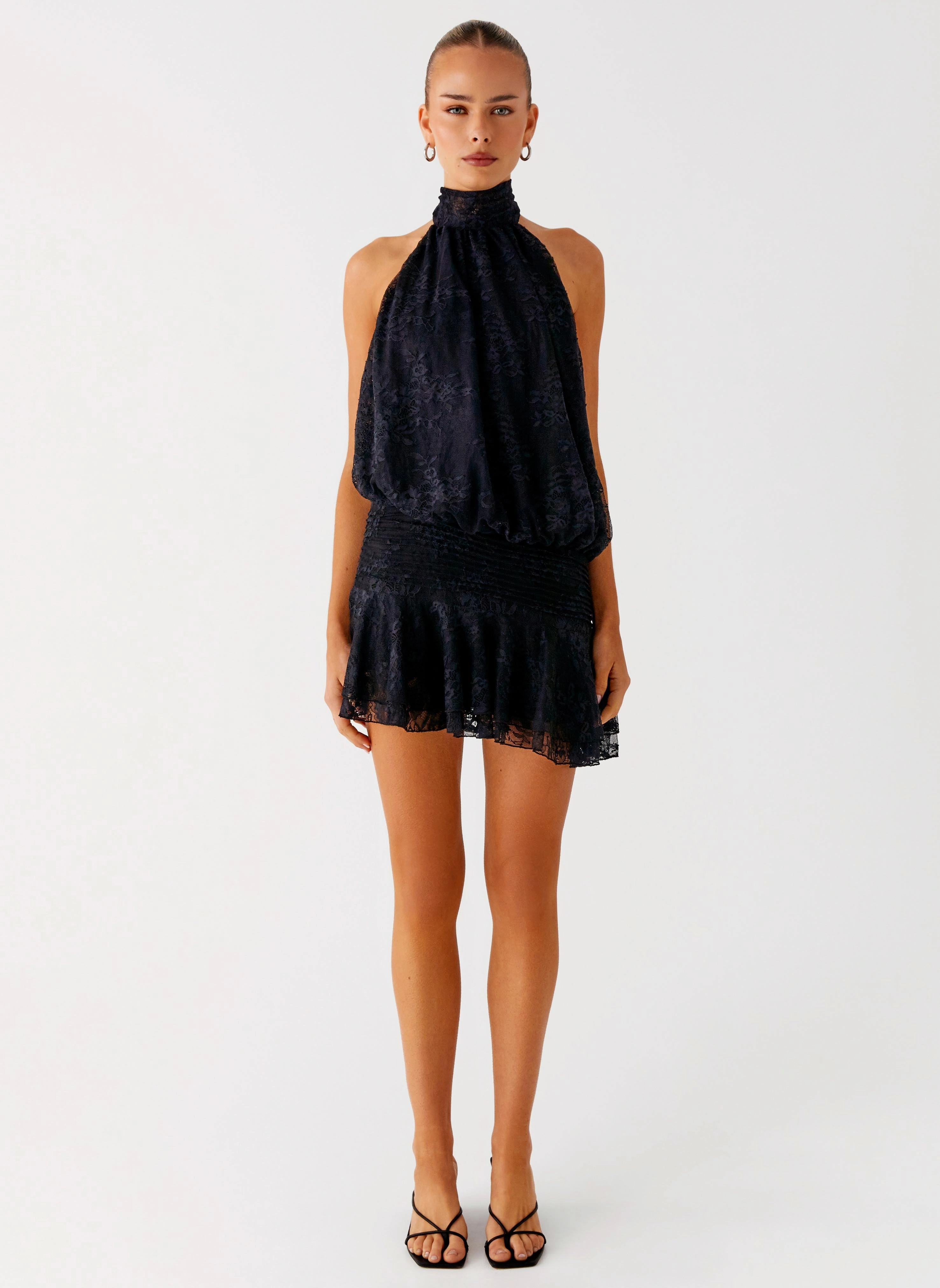 Willow Lace Mini Dress - Black Lace SustainableCotton Urban Minimalism