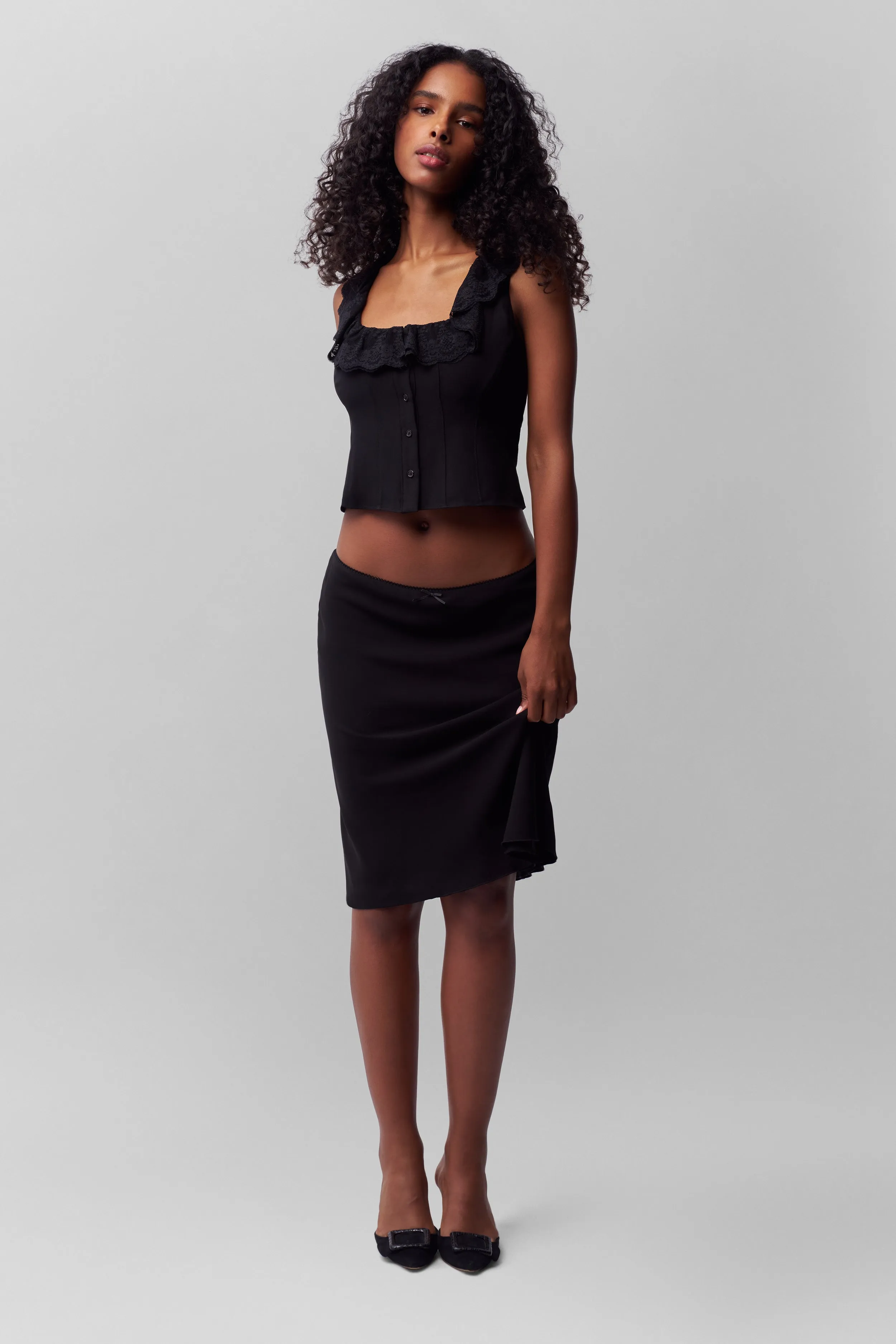 Minimalist Cuff Fitted Shirt Paloma Lace Top