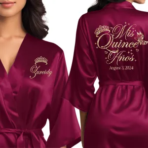 Wine/Burgundy Mis Quince Años Robes, Pretty Quinceañera Robes, Robes for Mama de Quince | Quinceañera Gift