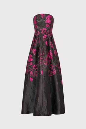 Timeless elegance Fluid Fabric Winona Floral Jacquard Strapless Gown