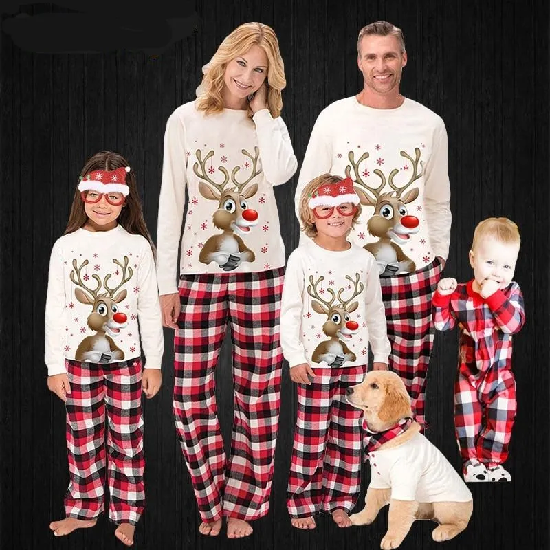 Winter 2022 Cotton Family Matching Christmas Pajamas New Year