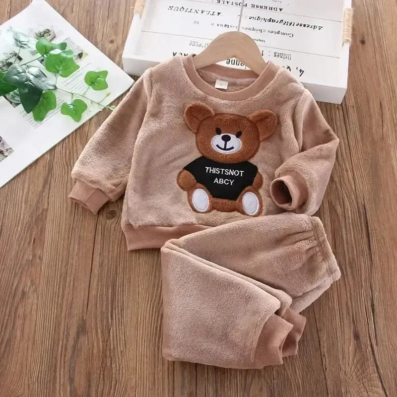 Winter Kids Plush Flannel Pajamas