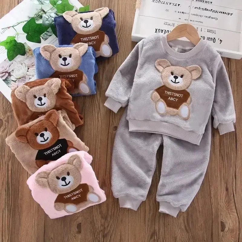 Winter Kids Plush Flannel Pajamas