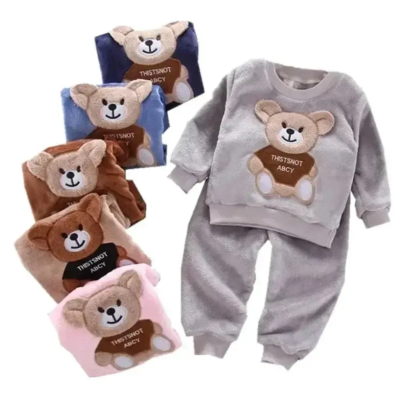 Winter Kids Plush Flannel Pajamas