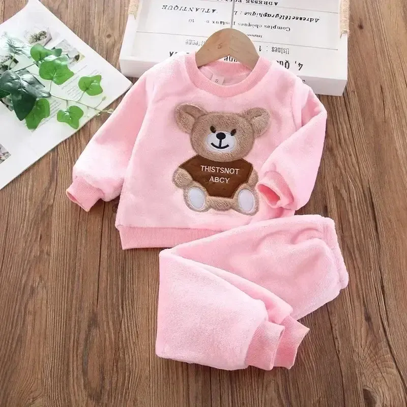 Winter Kids Plush Flannel Pajamas