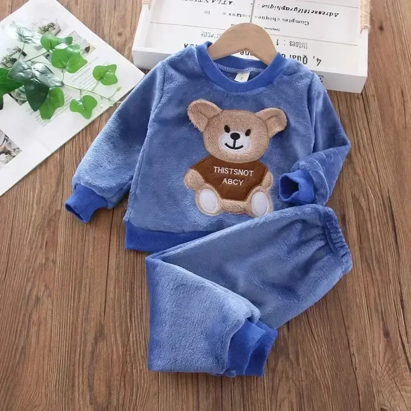 Winter Kids Plush Flannel Pajamas