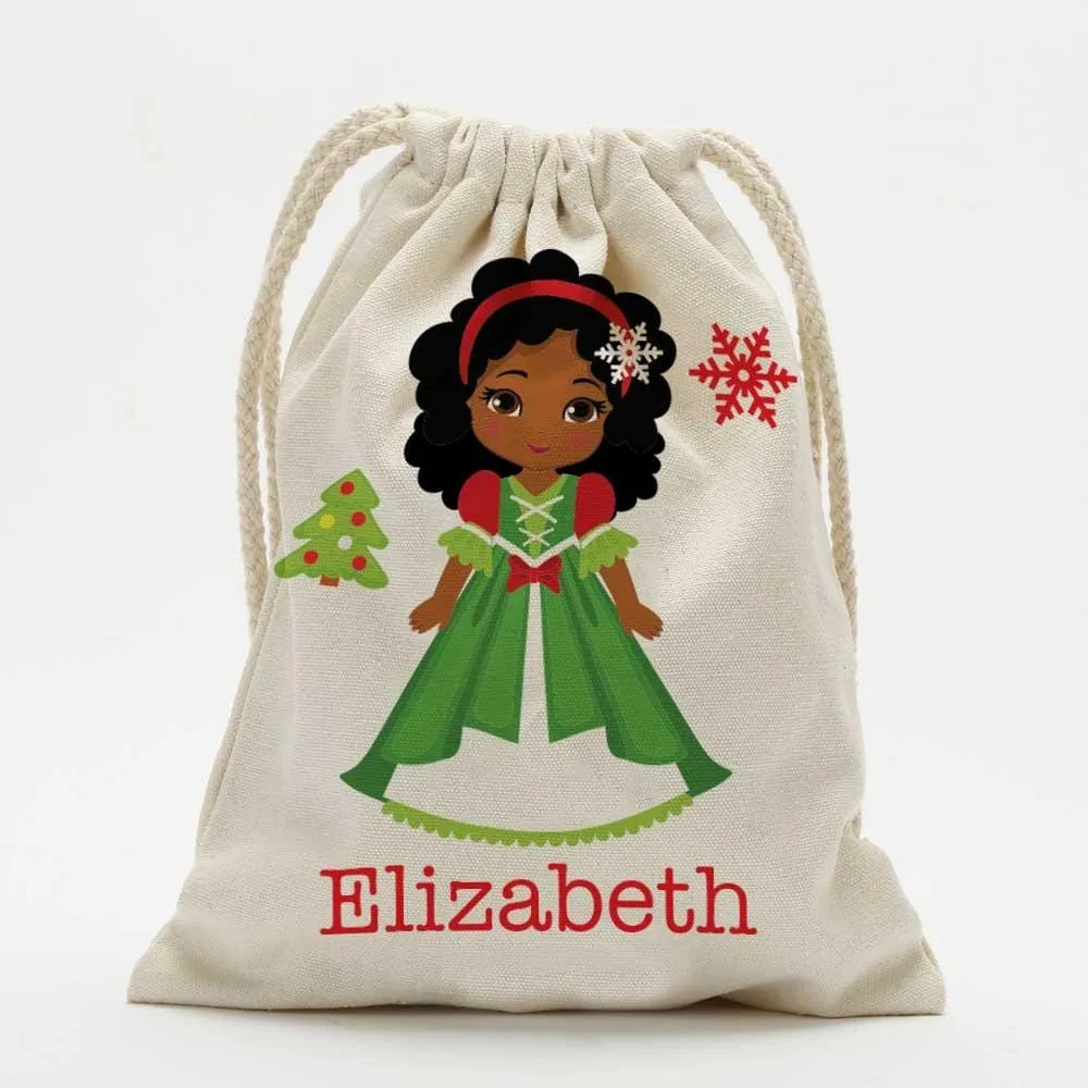 Winter Princess Personalized Christmas Drawstring Sack for Kids | Personalized Santa Bag
