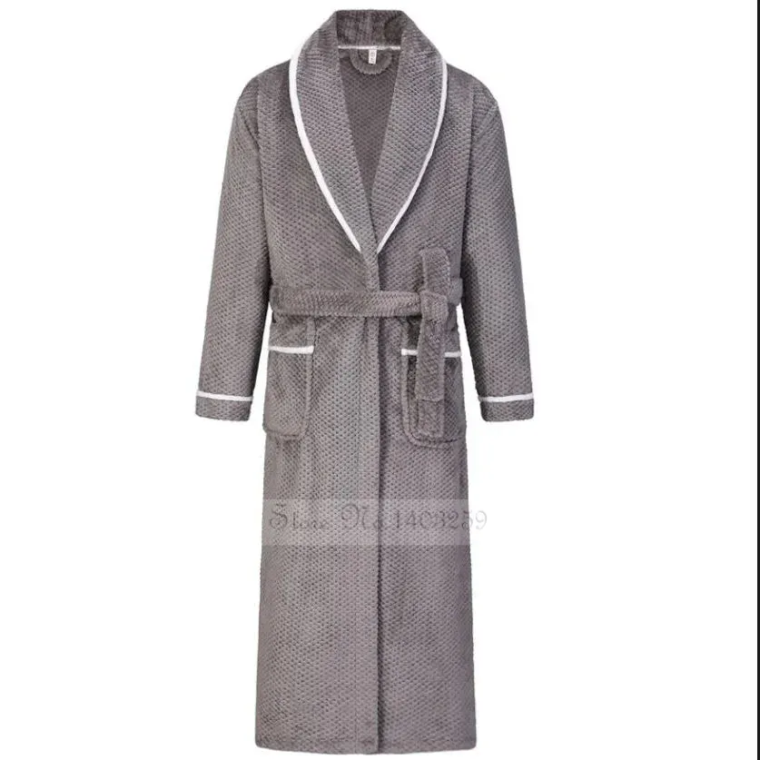 Winter Thicken Couple Flannel Long Robe Sleepwear Warm Men's Nightwear Bathrobe Gown Large Size Loose Coral Fleece Homewear 4XL