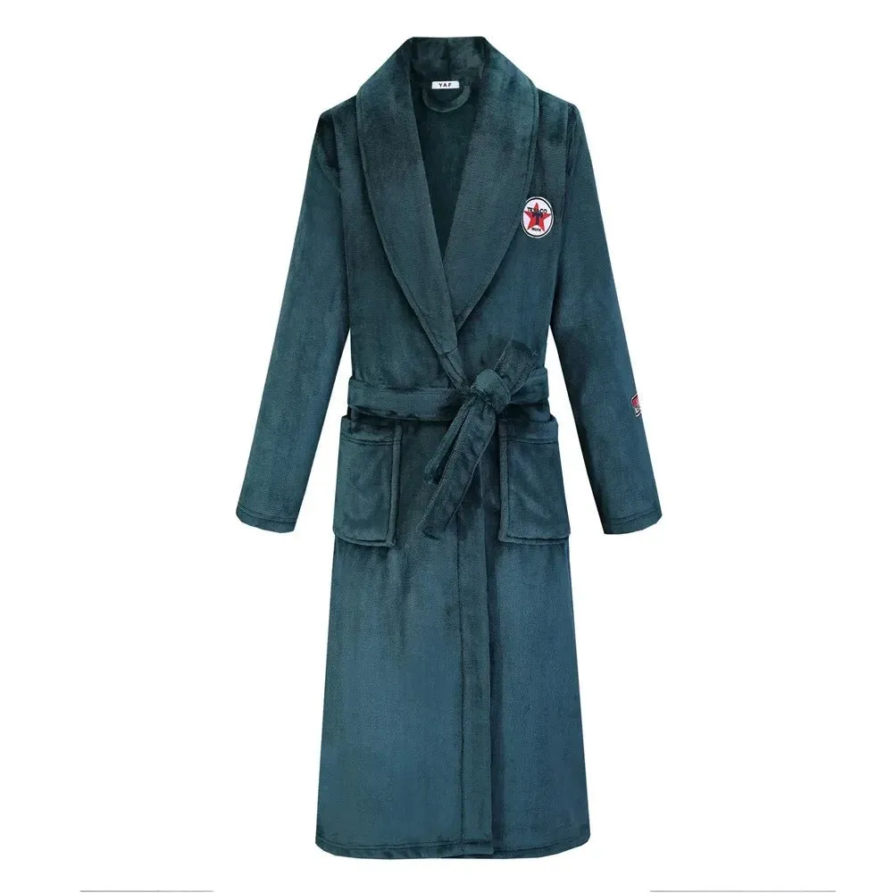 Winter Thicken Couple Flannel Long Robe Sleepwear Warm Men's Nightwear Bathrobe Gown Large Size Loose Coral Fleece Homewear 4XL