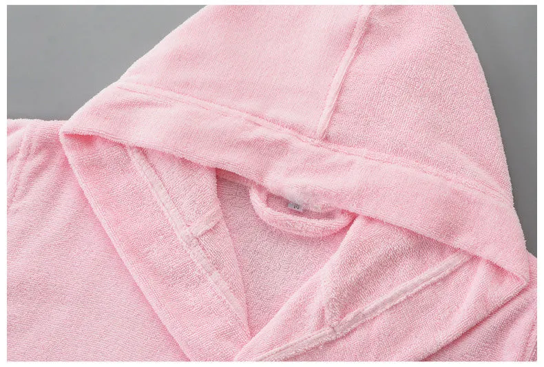 Wjczt Men Bathrobe Hooded 100% Cotton Thick Warm Towel Fleece Cotton Dressing Gowns Long Bath Robe Hotel Spa Soft Bridesmaid Robe