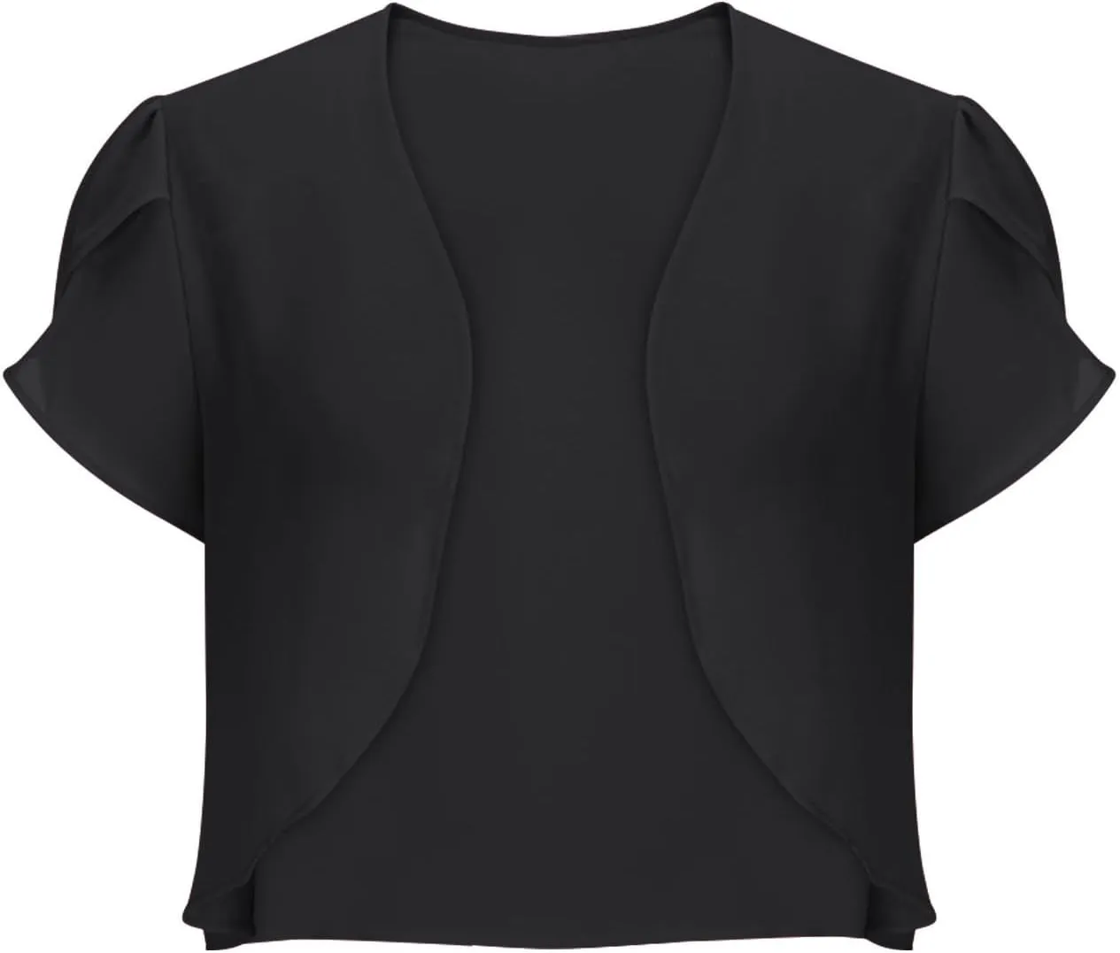Women Cropped Shrug Cardigan Sheer Ruffle Trim Short Sleeve Chiffon Bolero Jacket for Dress Open Front Crop Tops