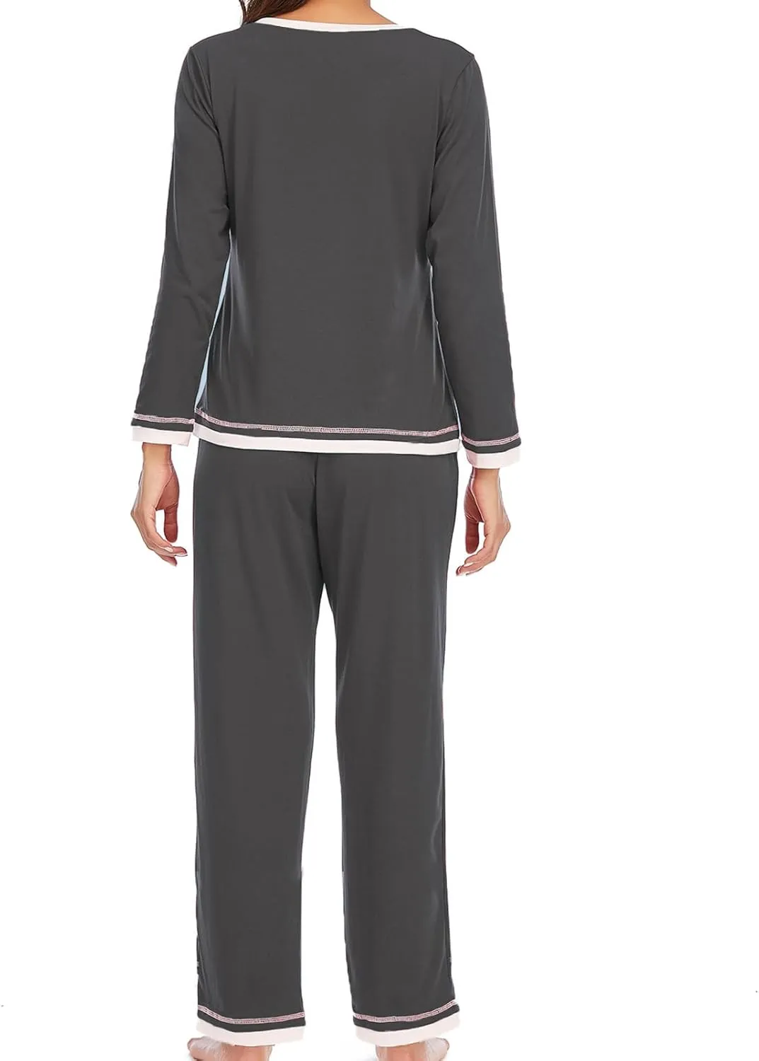 Women Pajamas Set Lounge Long Sleeve Round Neck Sleepwear Tops Comfy Long Pants Soft Sleepwear Nightwear