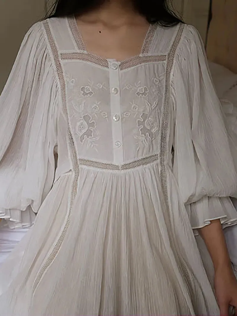 Women Pure Cotton Country Victorian Nightgowns Long Nightie