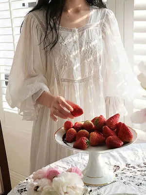 Women Pure Cotton Country Victorian Nightgowns Long Nightie
