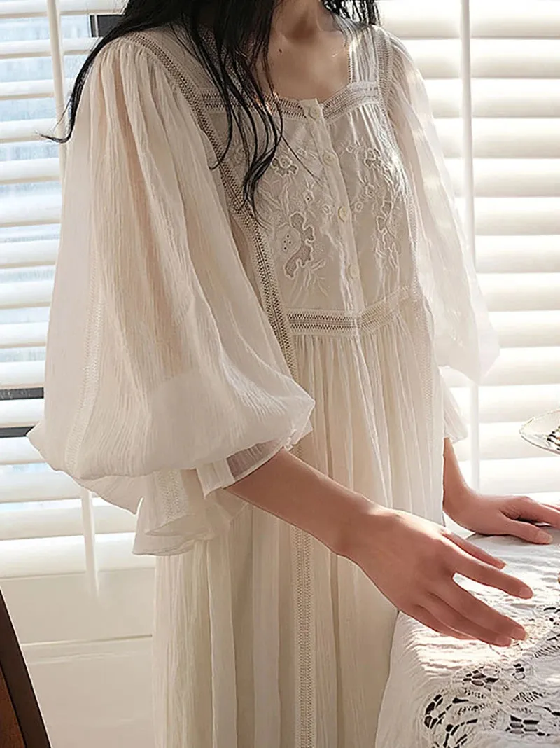 Women Pure Cotton Country Victorian Nightgowns Long Nightie