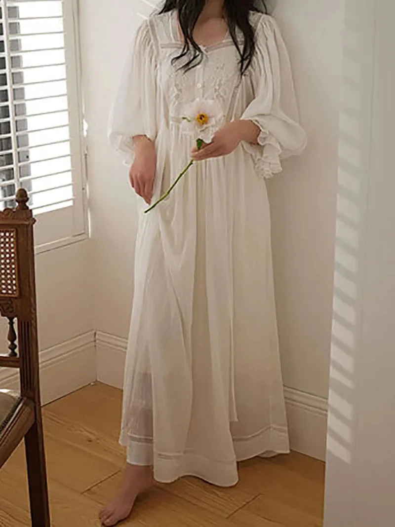 Women Pure Cotton Country Victorian Nightgowns Long Nightie