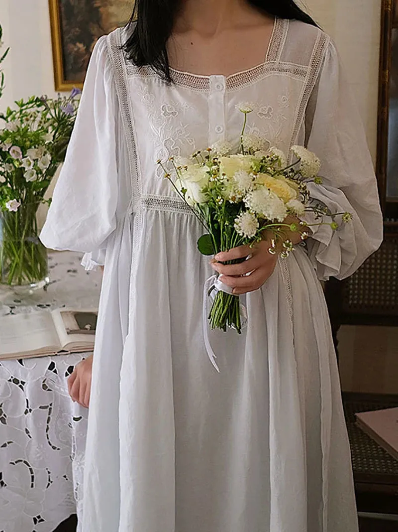 Women Pure Cotton Country Victorian Nightgowns Long Nightie