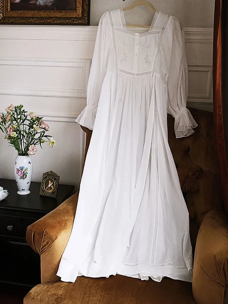 Women Pure Cotton Country Victorian Nightgowns Long Nightie