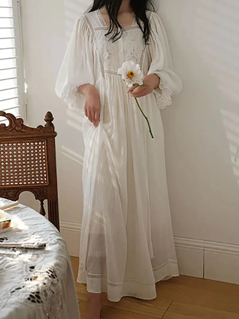 Women Pure Cotton Country Victorian Nightgowns Long Nightie
