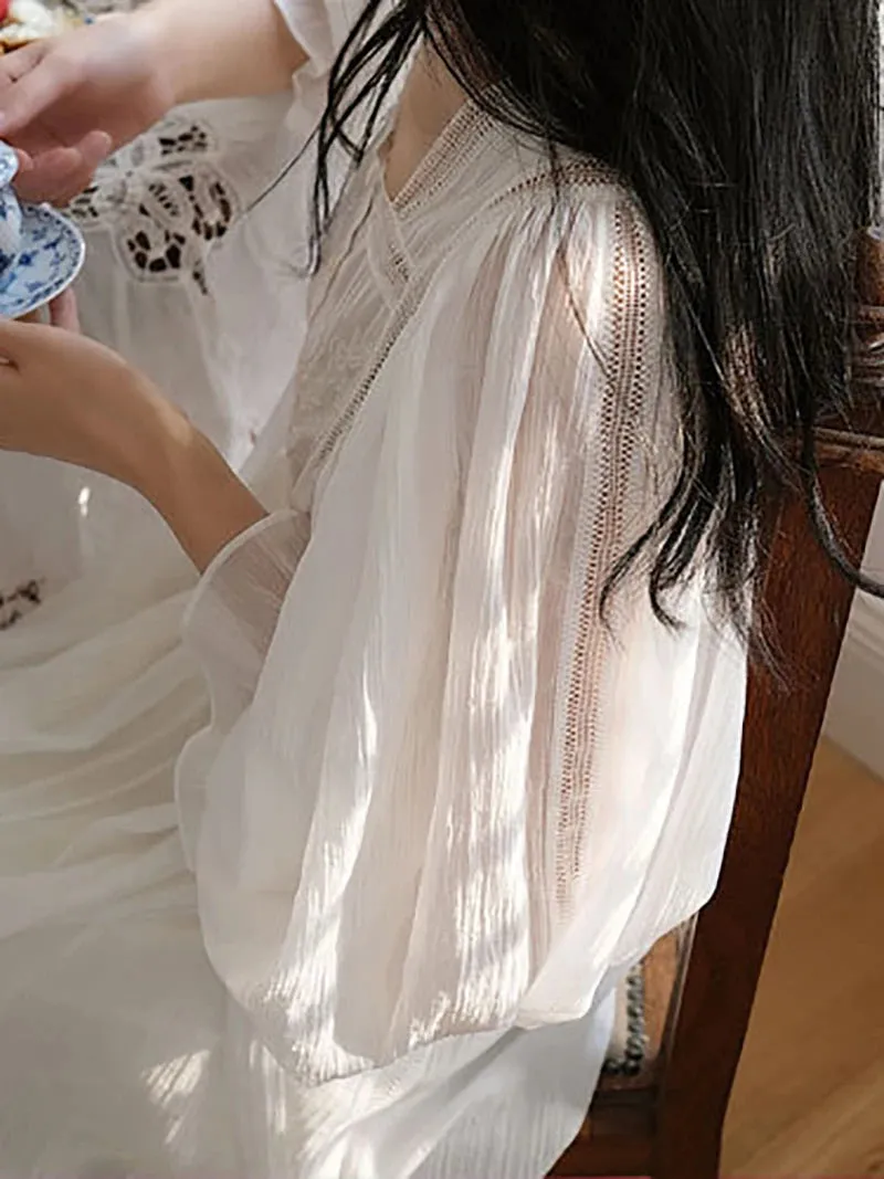 Women Pure Cotton Country Victorian Nightgowns Long Nightie