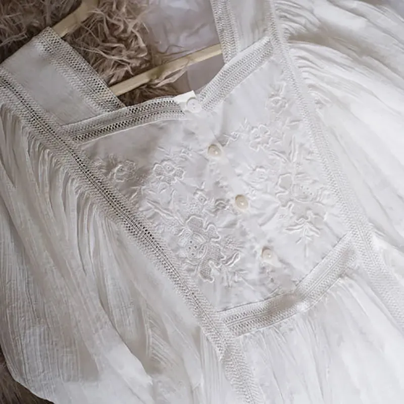 Women Pure Cotton Country Victorian Nightgowns Long Nightie