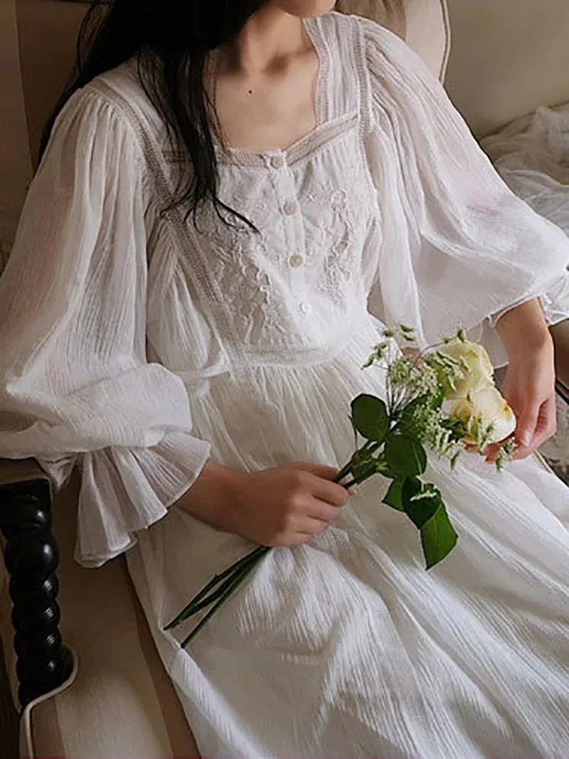 Women Pure Cotton Country Victorian Nightgowns Long Nightie