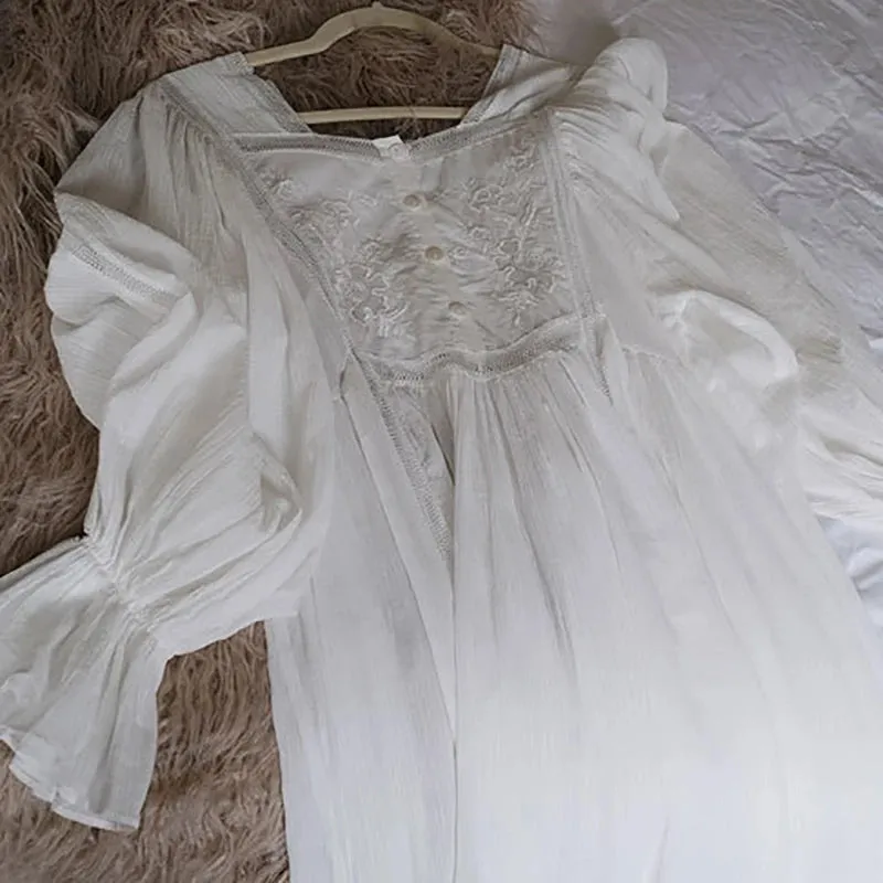 Women Pure Cotton Country Victorian Nightgowns Long Nightie