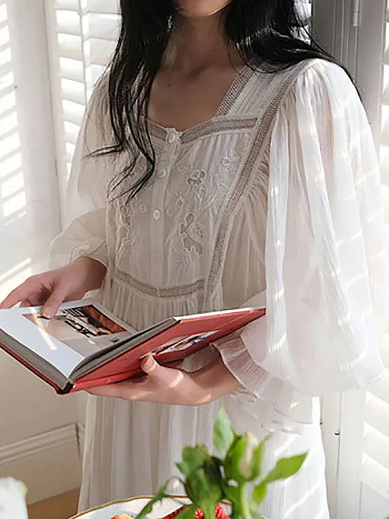 Women Pure Cotton Country Victorian Nightgowns Long Nightie