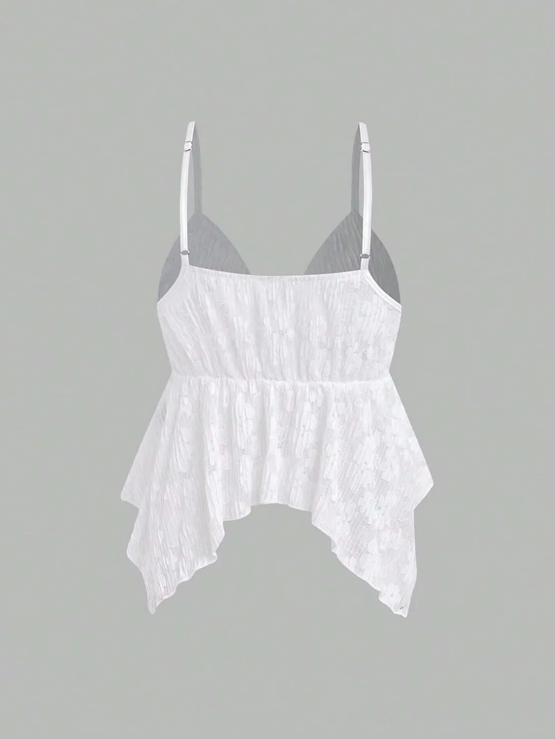 Women Sexy Deep V Neck Flowy Hem Babydoll Cami Y2k Strappy Backless Asymmetrical Ruffle Lace Peplum Camisole