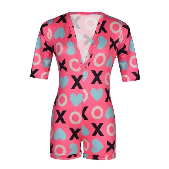 Women Sexy Sleepwear Cute Cartoon Print Short Set Pajamas Spicy Pepper Sweet Short Sleeve T Shirts Shorts Summer Pijama
