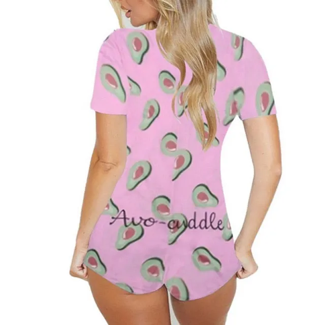 Women Sexy Sleepwear Cute Cartoon Print Short Set Pajamas Spicy Pepper Sweet Short Sleeve T Shirts Shorts Summer Pijama