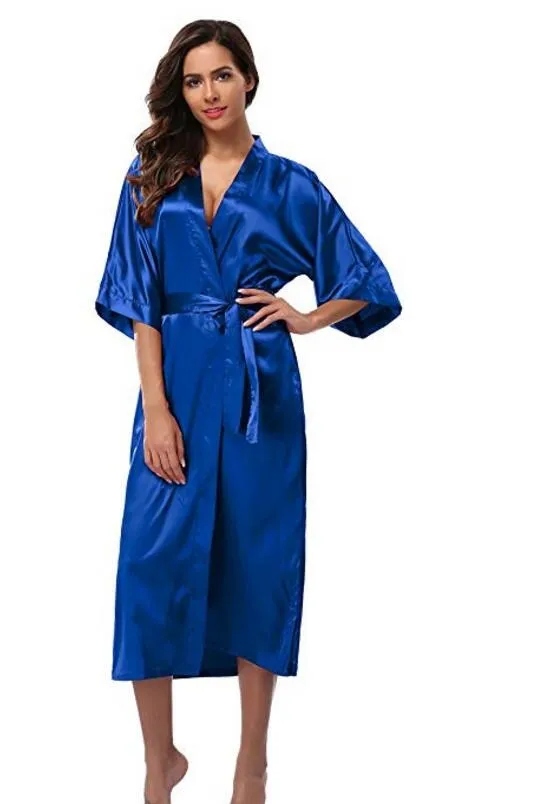 Women Silk Long Robe