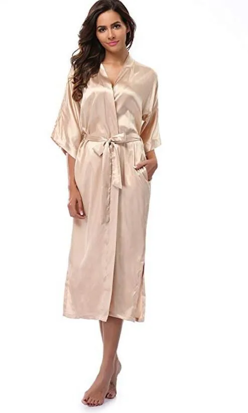 Women Silk Long Robe