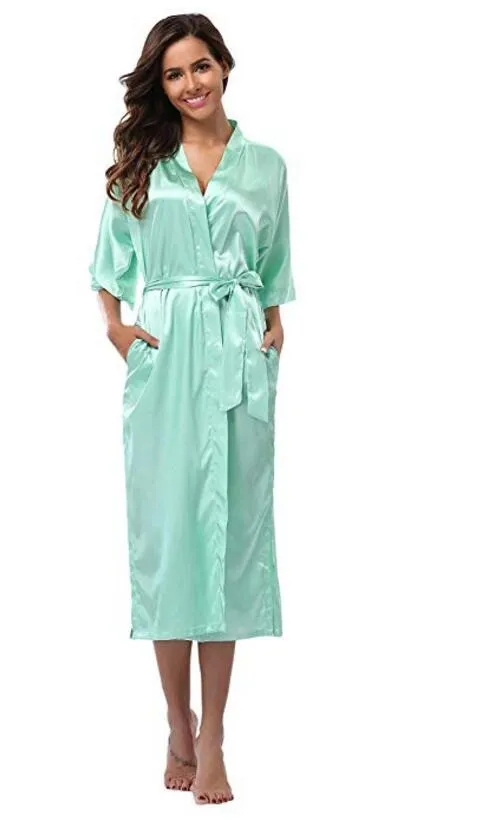 Women Silk Long Robe