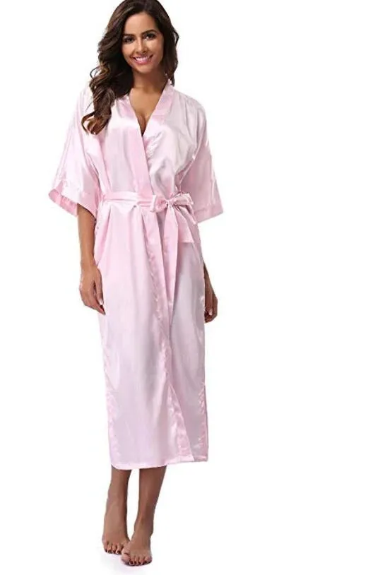Women Silk Long Robe