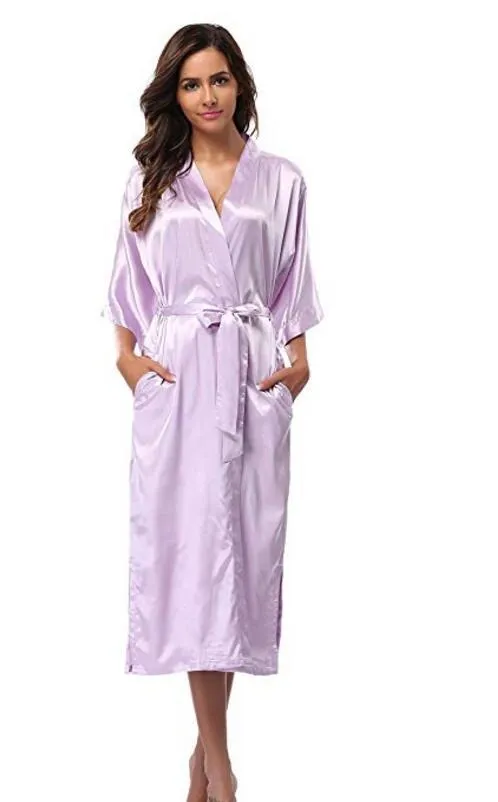 Women Silk Long Robe